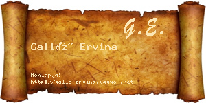 Galló Ervina névjegykártya